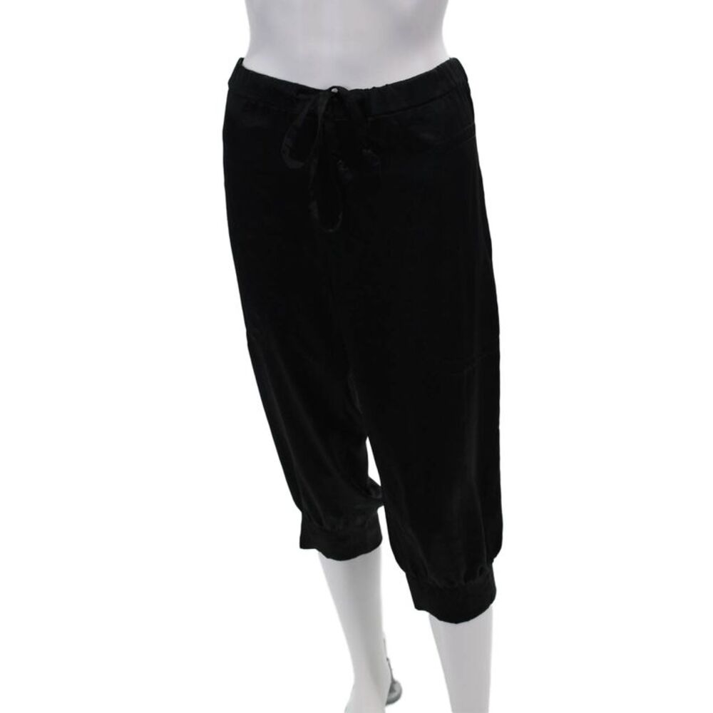 L'Agence Womens Satin Drawstring Waist Cropped Pants Black Size 2 - Picture 2 of 6